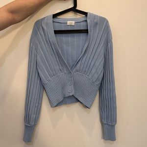 Light blue Aritzia plunge front cardigan sweater